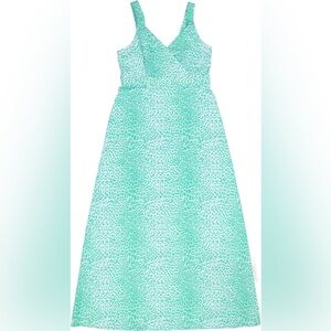 J. McLaughlin Green Blue Leopard Print Maxi Dress Size Medium